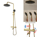 GobekUsa Gold Plated Thermostatic Shower Faucet Set with 8" Rainfall Head
