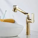 GobekUsa Gold and Black Bathroom Faucet with Hot Cold Water Mixer - Deck Mounted