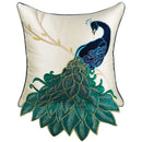 GobekUsa Embroidered Peacock Design Cushion Cover - Chinese Style Decorative Pillow Case