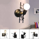 GobekUsa Cartoon Doll Wall Sconce: Modern Iron Art Light for Kids Room