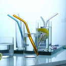GobekUsa 6Pcs Colorful Glass Curved Juice Straws - Heat-resistant and Transparent