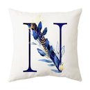 GobekUsa Blue Alphabet Flower Letter Pillowcase for Home Decor