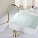GobekUsa Brushed Gold Basin Faucet: 360 Rotating Two Hole Widespread Bathroom Sink Tap