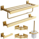 GobekUsa Brushed Gold Bathroom Set: Shelf, Towel Rack, Holder, Toilet Brush - Bath Hardware