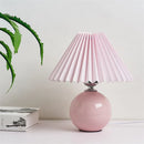 GobekUsa Japanese Ceramic Table Lamps Living Room Pleated Skirt Lampshade Warm Bedroom Lighting