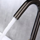 GobekUsa Gray Brass Basin Faucets, Deck Mounted Double Handle Bathroom Sink Tap