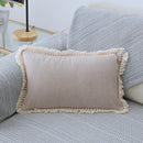 GobekUsa Boho Style Tassel Pillow Cover Set for Sofa Bed, Beige Grey Blue Yellow