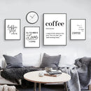 GobekUsa "Awakened Aromas" Canvas Print - Nordic Black & White Coffee Quotes
