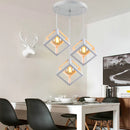 GobekUsa Geometric Cube Pendant Lights Trio Metal Shades Square Ceiling Lamps
