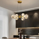 GobekUsa Golden Ring Glass Ball Chandelier with Remote Control for Living Dining Room