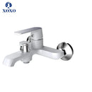 GobekUsa Brass Chrome Wall Mounted Shower Faucet Set with Green Orange Shower Head