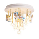 GobekUsa Kids Resin Horse Paper Crane Ceiling Light - Blue Pink LED Bedroom Lamp