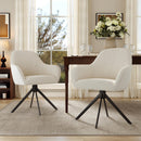 Swivel Dining Chairs Set of 2 — Beige Linen Tufted with 360° Rotation & Ergonomic Backrest