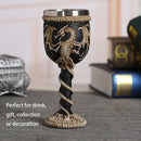 GobekUsa Dragon Skull Goblet: Gothic Resin Stainless Steel Wine Glass for Cocktail Bar Party