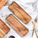 GobekUsa Acacia Wood Breakfast Tray - Rectangular Fruit Plate with Wooden Cutlery