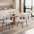 Velvet Dining Chairs Set of 4 with Curved Wing Backrest & Metal Legs