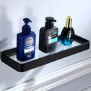 GobekUsa Black Aluminum Glass Shelf 20-45cm Square Bathroom Rack