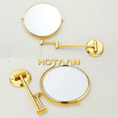 GobekUsa Gold Brass Wall Mounted Double Cosmetic Mirror 8 Inch, 1:1 and 1:3 Magnification