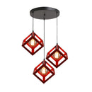 GobekUsa Geometric Cube Pendant Lights Trio Metal Shades Square Ceiling Lamps