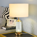 GobekUsa Clear Crystal Glass LED Table Lamp for Bedroom and Living Room