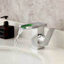 GobekUsa LED Waterfall Basin Faucet White & Black Mixer Tap Deck Mount Solid Brass