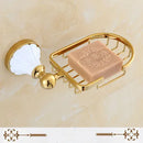 GobekUsa Gold & White Bathroom Accessories Set: Corner Shelf, Paper Holder, Towel Holder, Toilet Brush Holder, Towel Rack