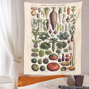 GobekUsa Botanical Plant Chart Tapestry Wall Hanging - Boho Decor Art Illustration