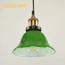 GobekUsa Green Glass Pendant Light: Nostalgic Industrial LED Edison Hanging Lamp for Restaurant & Coffee Shop
