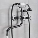 GobekUsa Brass Antique Tub Faucet with Long Spout, Rotate Handle and Handshower