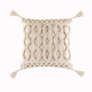 GobekUsa Beige Tassels Cushion Cover, Handmade Square Home Decoration for Living Room