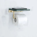 GobekUsa Brass Marble Toilet Paper Holder Nordic Brushed Gold Bathroom Tissue Shelf