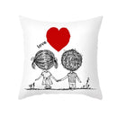 GobekUsa Love Heart Sketch Couple Pillow Cover 45X45CM Peah Skin Print