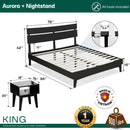 [Buy 1 Get 1] Aurora Solid Wood Bed Frame & Nightstand by Megsu