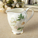 GobekUsa Camellia Bone China Tea & Coffee Set - Porcelain Teatime Pot, Cups, & Sugarpot