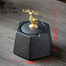 GobekUsa Black Pottery Ashtray with Cover: Stylish, Large Capacity Ceramic Ashtray