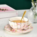 GobekUsa Elegant Flower Tea Cup Set with Spoon & Saucer