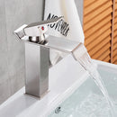 GobekUsa Black Brass Bathroom Waterfall Sink Faucet Hot&Cold Mixer Vanity Tap Deck Mounted
