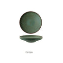 GobekUsa Ceramic Round Plate Set - Retro Style High Footed Soup and Salad Bowls