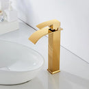 GobekUsa Gold Waterfall Basin Faucet - Brass Mixer Tap for Bathroom Sink, Hot and Cold