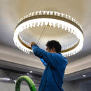 GobekUsa Crystal Chandelier LED Ring Lamp for Dining Living Room & Bedroom
