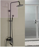 GobekUsa Black Bronze Bathroom Shower Faucet Set with Dual Ceramic Handles & 8" Rainfall Column