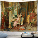 GobekUsa Court Woman Gothic Architecture Tapestry Wall Art with Rose Scenery & Pigeons