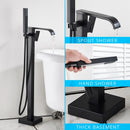 GobekUsa Black Floor Mounted Bathtub Faucet Set with Waterfall Mixer Tap