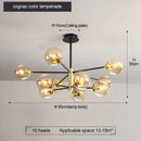 GobekUsa Glass Ball LED Chandelier: Retro Round Wrought Iron Indoor Lighting for Kitchen, Living Room, Farmhouse