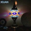 GobekUsa Colorful Mosaic Table Lamp, Handmade Stained Glass Lampshade