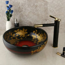 GobekUsa Black Ceramic Hand-Painted Washbasin with Swivel Brass Faucet