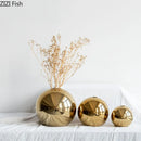 GobekUsa Golden Ball Ceramic Vase Home Decor Crafts Flower Pot Art Hydroponic Ornament Gift