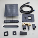 GobekUsa Black Bathroom Shower Faucet Set with Ceiling Mount LED Shower Head Mixer Tap
