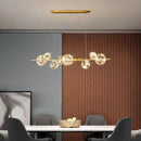 GobekUsa Golden Ring Glass Ball Chandelier with Remote Control for Living Dining Room