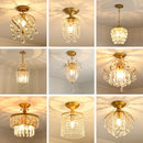 GobekUsa Gold Crystal Round Ceiling Chandelier for Living Room LED Light Fixtures